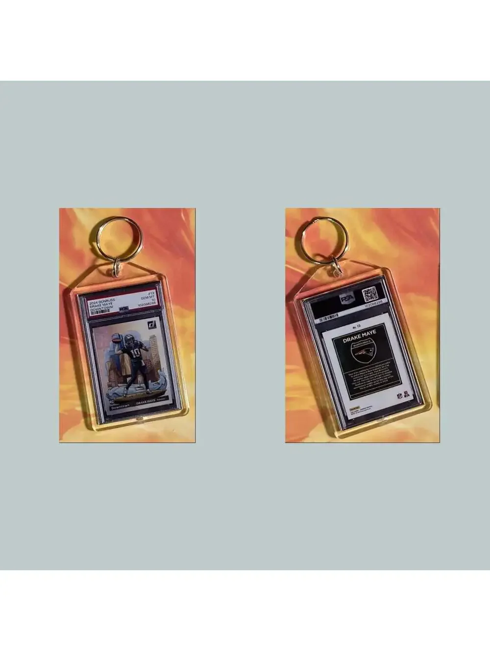 3716 Drake Maye 2024 Donruss Downtown Custom Hand Made Keychain